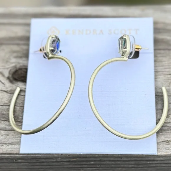 NWOT Kendra Scott Pepper Abalone Hoop Earrings Gold tone - Picture 3 of 5